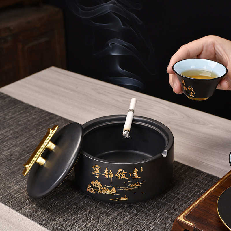 黑陶功夫茶具套装陶瓷手工描金盖碗茶壶茶杯家用整套商务礼品批发
