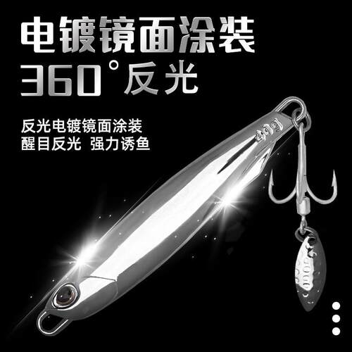新款直销金属远投鲅鱼铁板路亚饵15-40g旋转亮片假饵血槽钩全泳层
