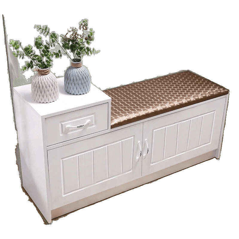 门口换鞋凳收纳凳鞋柜简约现代欧式白换鞋凳储物凳实木烤漆沙发凳