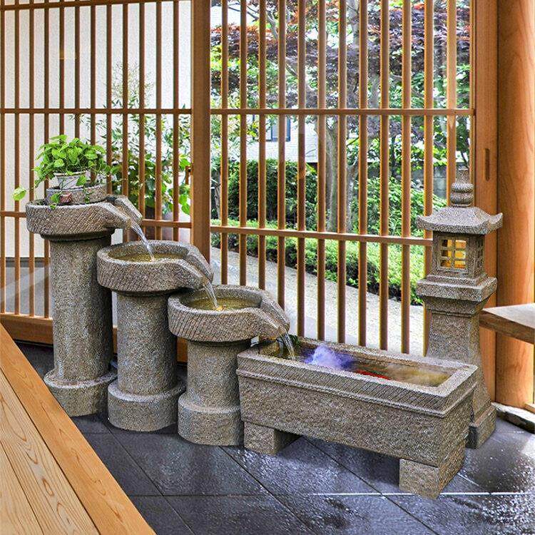 庭院石磨高山流水喷泉摆件顶楼阳台花园装饰循环水鱼池假山造景观