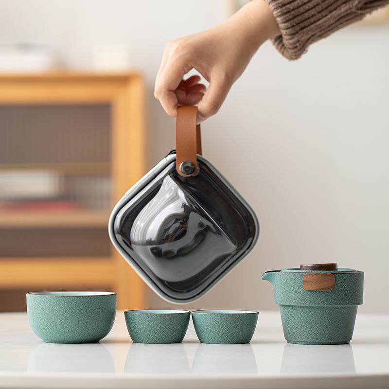 严选快客杯便携式小套装陶瓷茶具随身一壶二杯泡茶壶家用户外茶杯