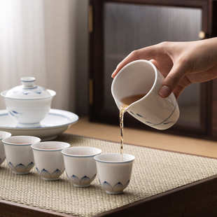 茶杯青瓷手绘家用办公陶瓷茶具套组批发 高档德化白瓷功夫茶具套装