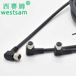 4PIN M8防水連接器 母彎頭小型信號(hào)傳輸器插座配套現(xiàn)場(chǎng)布線線纜