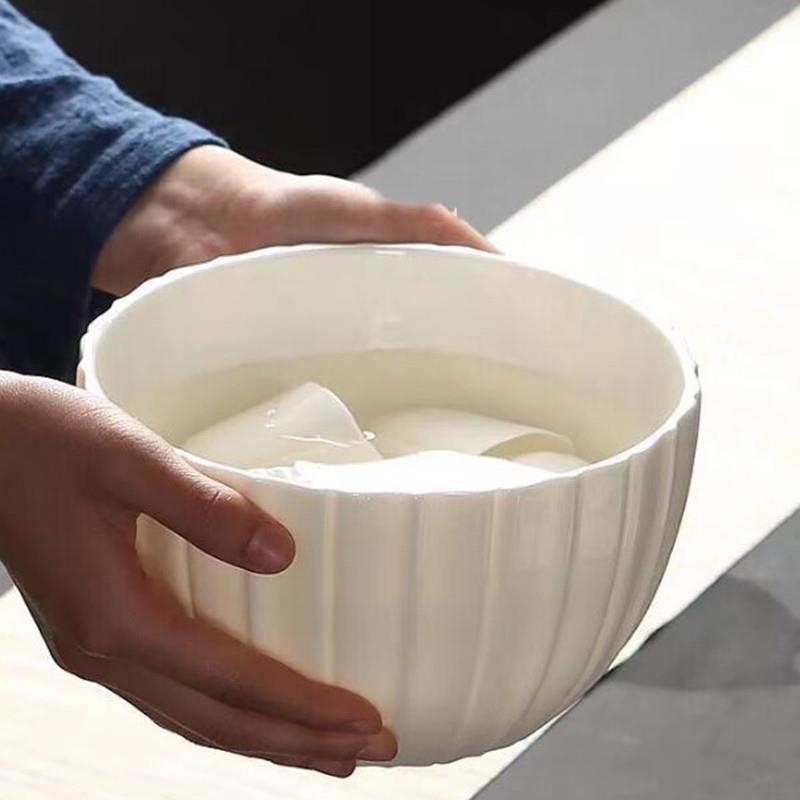 厂家直销羊脂玉瓷陶瓷茶洗 德化白瓷新款大号杯洗 茶道配件收纳盘