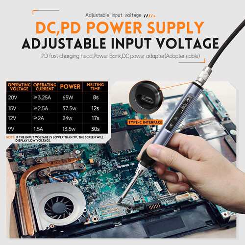 fnirsi智能电烙铁HS01便携式焊台PD65W内热式数显恒温维修焊接