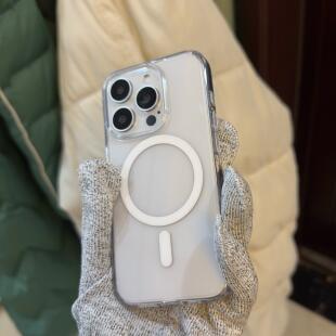 沉睡睡 高级感少见的无白点暗纹 软边硬底tpu+pc二合一磁吸透明壳一体按键 适用于iPhone16pm高透15AI