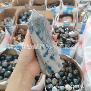 天然水晶柱子K2六棱柱K Two单尖柱蓝色石英石柱源头厂家