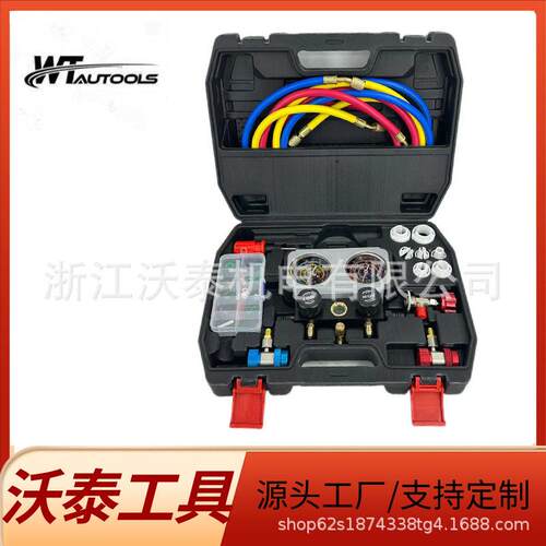汽车空调加氟表R134a冷媒雪种压力表充氟表R22R410双表阀精度