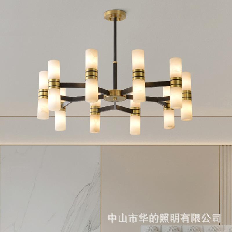 新中式客厅云石吊灯现代简约卧室餐厅灯轻奢设计师卧室书房灯具