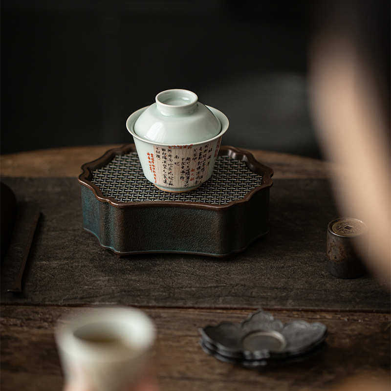 古青书文释卷盖碗 釉上彩手绘陶瓷仿古泡茶碗 文人茶室泡碗,餐饮具,盖碗,淘宝优惠券,粉丝福利购,淘宝优惠卷