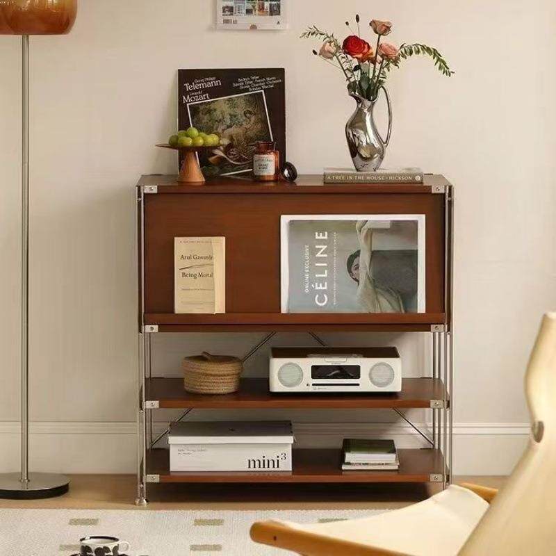 落地置物收纳柜中古风家具扫地机器人置物架客厅矮柜杂志柜陈列柜