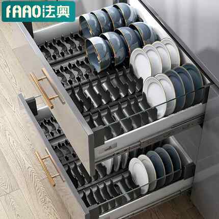 厨房沥水碗碟收纳架 橱柜抽屉柜内碗筷餐具收纳盒碗筷放碗置物架