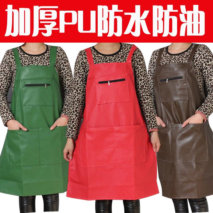 软皮防水防油皮围裙PU大人围裙厨房家务成人男女工作服印字围腰