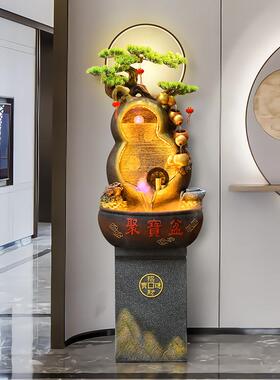 禅意招财葫芦创意假山流水喷泉风水轮鱼缸加湿器客厅店铺开业摆件