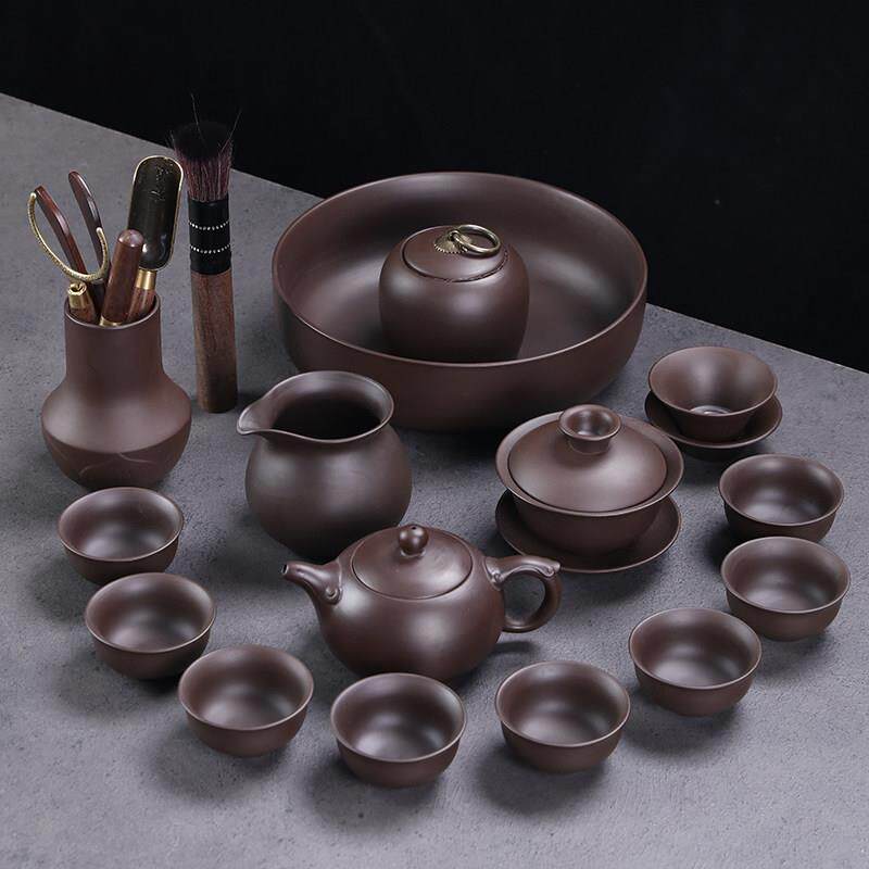 景德镇原矿紫砂功夫茶具套装高档家用泡茶壶茶杯简约办公会客整