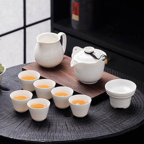 茶具套组家用轻奢高档白瓷功夫茶具泡茶壶茶杯盖碗会客茶具配件