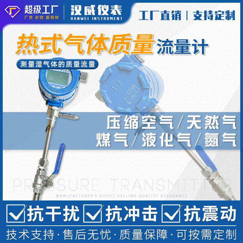 热式气体质量流量计插入式管道式微小流量气体压缩空气气体流量计