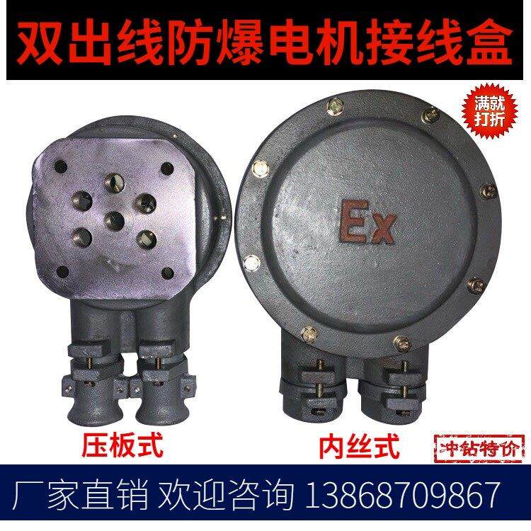 防爆电机接线盒双出线口,双喇叭嘴,双电缆进线,双内丝管接