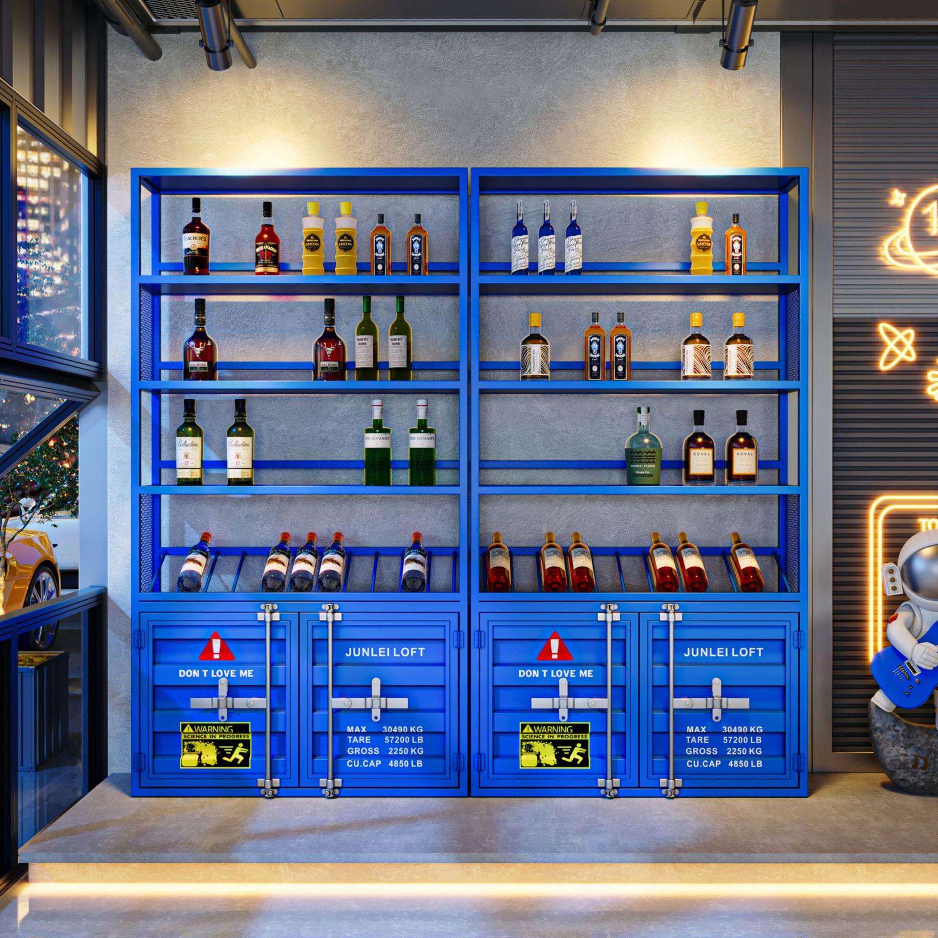 工业风集装箱产品展示陈列柜酒吧货架现代展示架落地置物装饰酒架