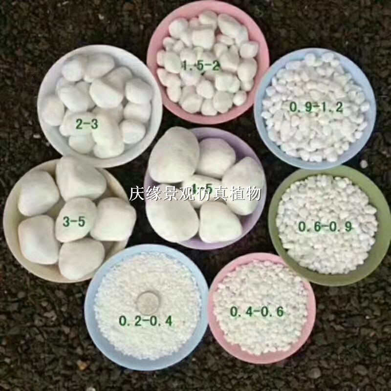 白色鹅卵石小石头子砾石庭院造景水洗米石日式枯山水铺面景观庭院