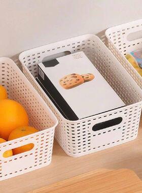 3Pcs Casual Plaid Storage Box with Wood Lid Plastic Storage