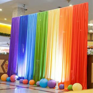新款节日装扮表演区彩虹背景布幼儿园活动舞台布置纱幔教室装饰布