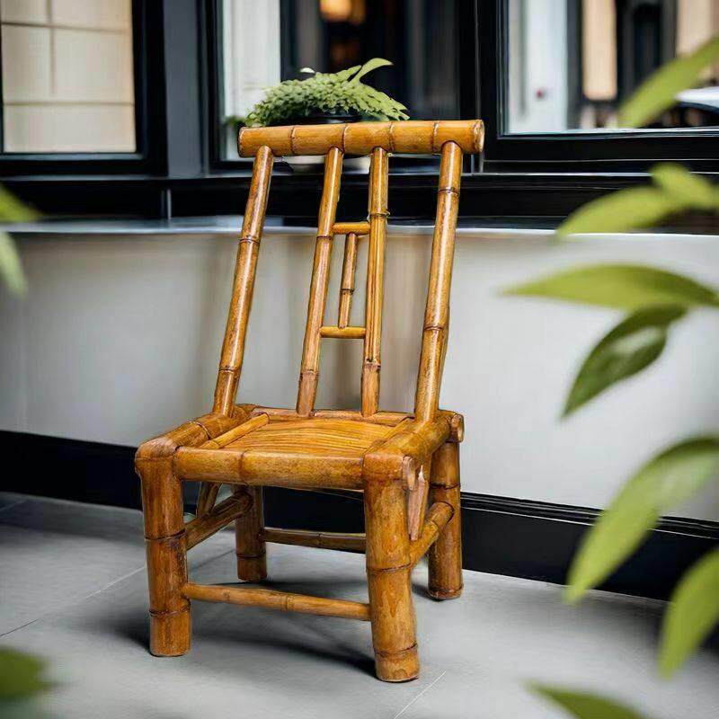 竹制编织靠背竹椅子乘凉椅古风摄影椅茶室餐椅家用传统中式手工椅