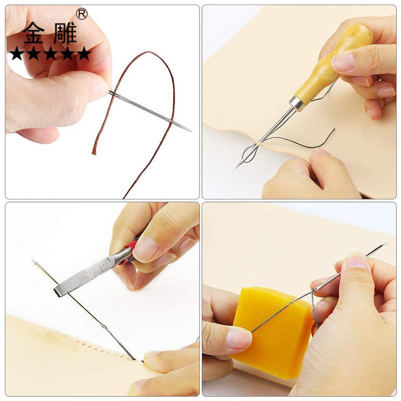 金雕皮革缝纫工具套装手工拼接套装打蜡顶针皮革工艺工具套件32款