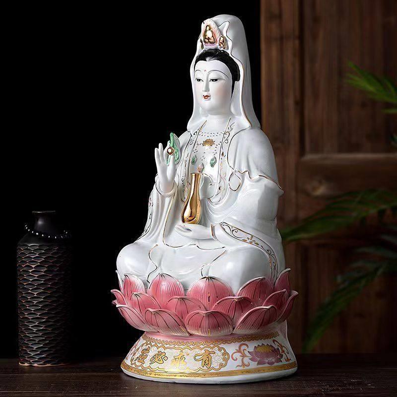 观音菩萨陶瓷南海观音娘娘佛像家用风水家居摆件保平安观世音菩萨