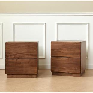 北美黑胡桃木全实木床头柜暗格床头柜现代简约卧室储物收纳床头柜