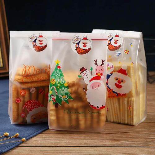 Christmas Plastic Gift Bags Cookie Candy Biscuit Packaging