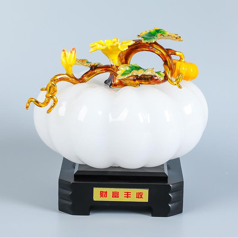 厂家直供南瓜琉璃玉财富丰收新中式家具摆件工艺品客厅橱窗装饰品