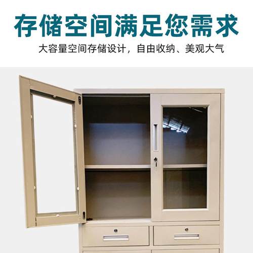 钢制中料中二斗文柜二斗铁皮文件柜 办公室档案资收纳柜双抽带锁