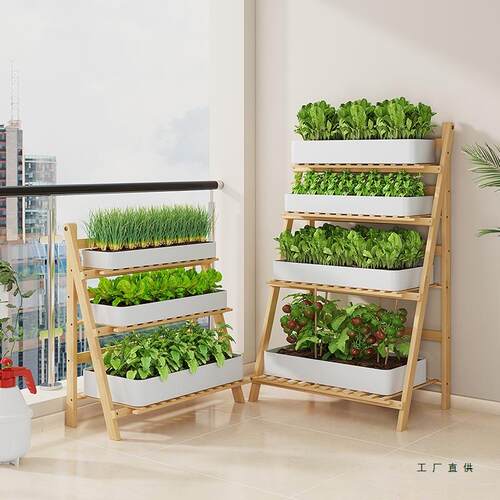 花架置物阳台阶梯式种菜托架折叠多肉盆栽绿箩客厅简易落地式实木