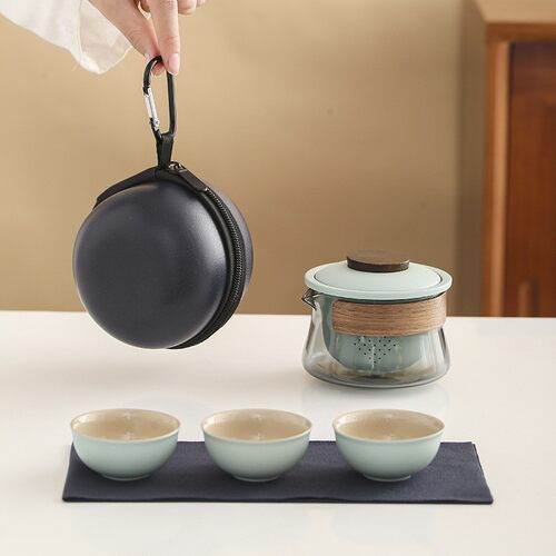 旅行茶具快客杯一壶三杯便携式盖碗小套户外公司商务节日礼品轻奢