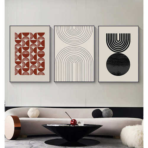 Boho Decor装饰画波西米亚艺术抽象线条几何简约落地大幅壁画晶瓷