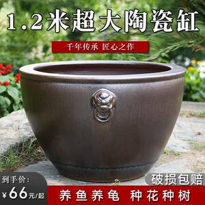 景德镇陶瓷大缸锦鲤金鱼缸仿古特大号荷花缸庭院大水缸招财狮耳缸