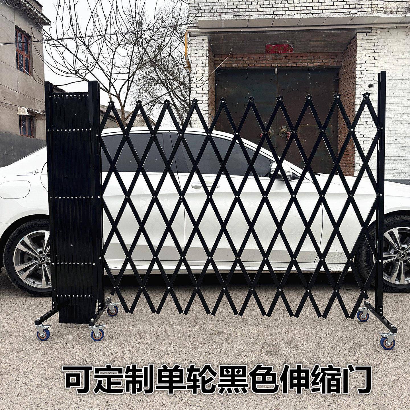 不锈钢伸缩围栏安全隔离手动推拉门栅栏可移动折叠防护栏安全围挡