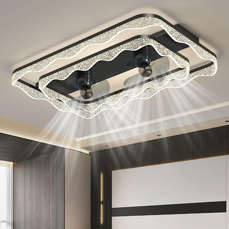 新款摇头风扇灯北欧隐形风扇灯家用智能隐形风扇灯卧室吸顶风扇灯