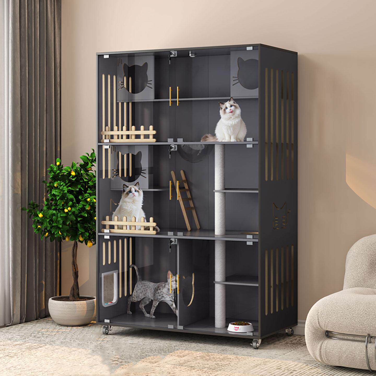 猫窝猫别墅家用室内猫笼大型豪华猫舍大空间猫房子猫舍带厕所一体