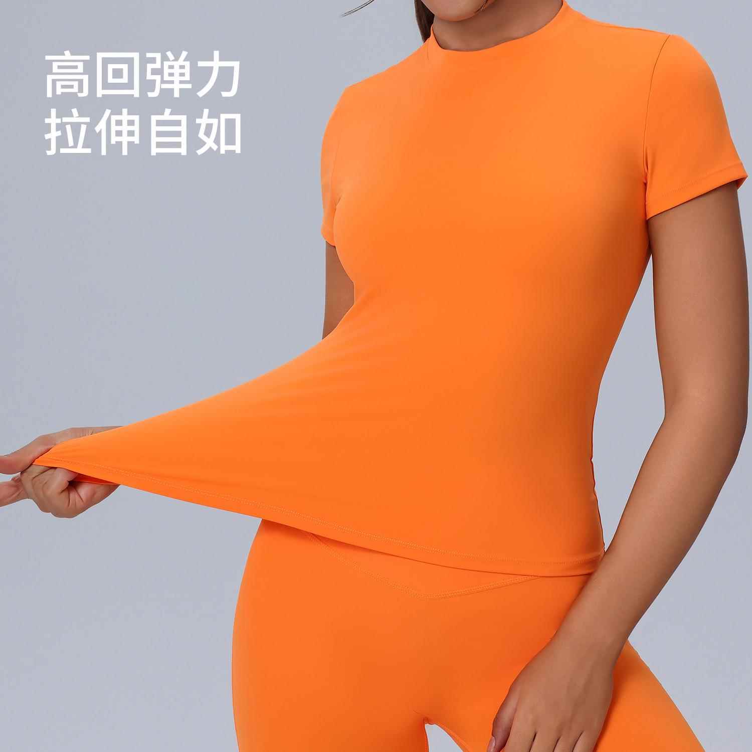 tops sleeves neck tight fitness clothes short yoga Pilates