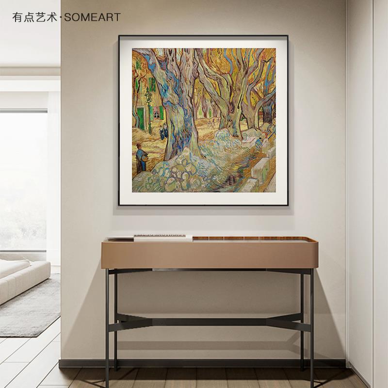 梵高中古风客厅装饰画法式复古餐厅卧室壁画玄关走廊正方形挂画图片