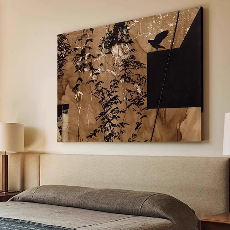 丛林中古风客厅背景墙装饰画新中现代装饰画