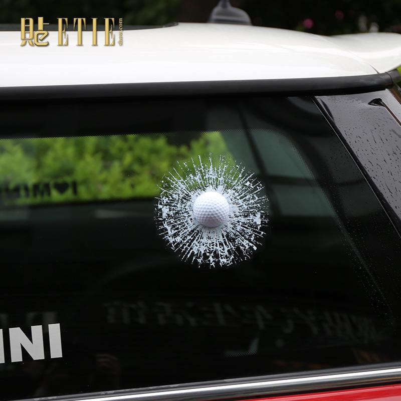 疯狂高尔夫球碎玻璃贴创意恶搞汽车贴纸划痕后窗玻璃汽车用品车贴
