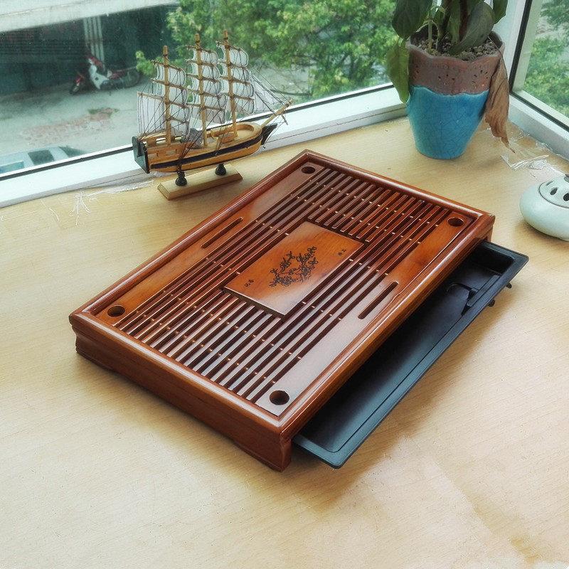 茶盘家用实木小型抽屉式简易办公室小茶台排储功夫茶具沥水茶托盘