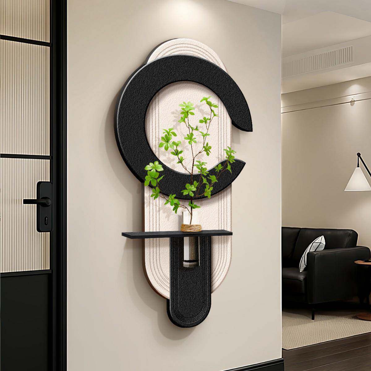 现代简约玄关装饰画2025新款走廊过道挂画水培绿植创意立体砂岩画