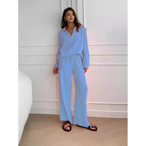 Cotton and linen set, cardigan, long sleeved top, pocket,