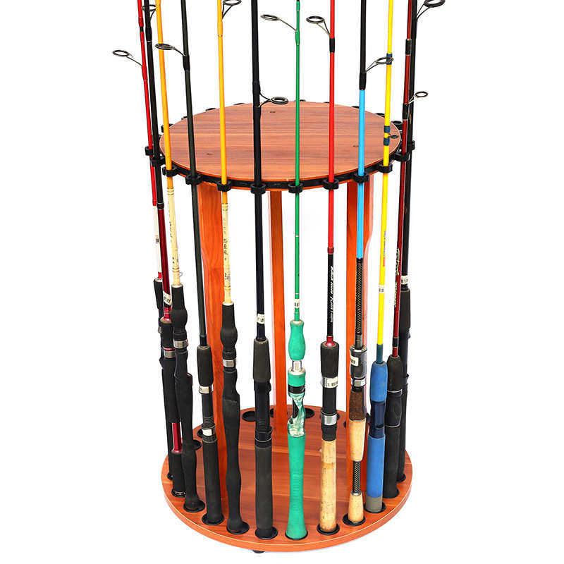 24杆橡木色大号圆盘鱼竿展示架 旋转式 木制多功能鱼竿展挂架,户外/登山/野营/旅行用品,其他垂钓用品,淘宝优惠券,粉丝福利购,淘宝优惠卷