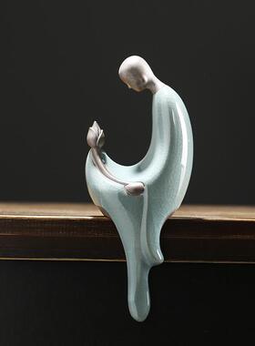 高档禅小意陶瓷工艺品无相佛新中式人客厅书房玄关哥装饰窑创意物