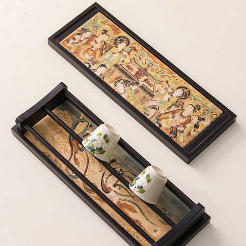 在瓷分体吸水干泡茶盘多功能沥水晾杯架重竹托盘敦煌茶台功夫茶具